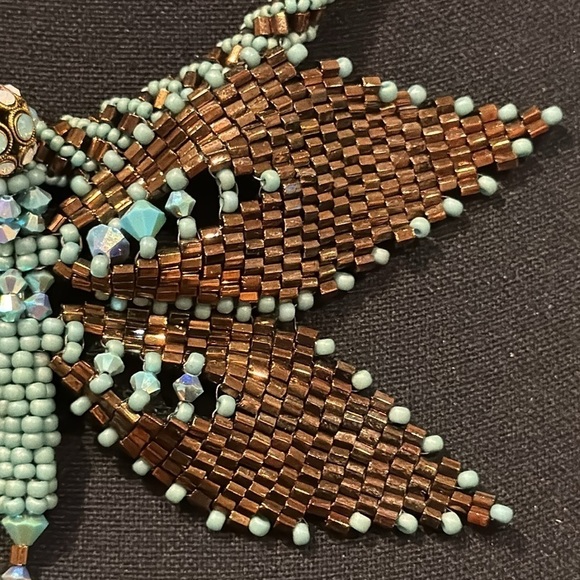 Exquisite Dragonfly RARE brand Vintage Swarovski Crystal Glass Beaded Necklace - Picture 8 of 17